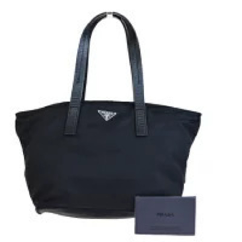 Prada Handbag Tote Bag Black Leather